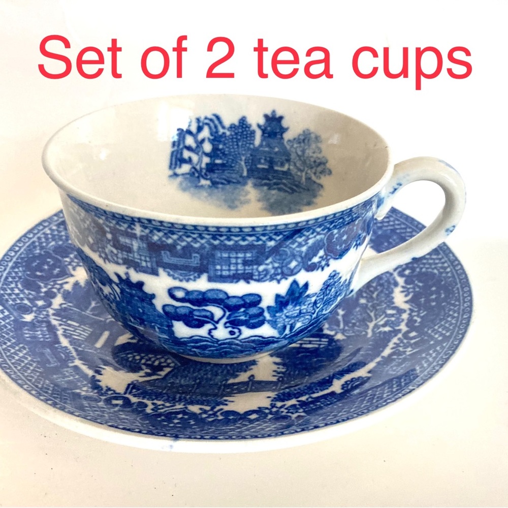Tea Cup and Saucer set of 2 blue porcelain cup and saucer set of 2 cups tea set